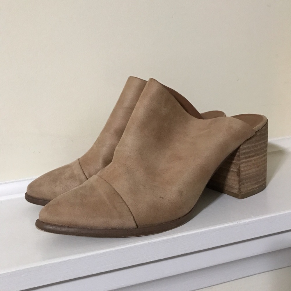 Suede heeled mules
